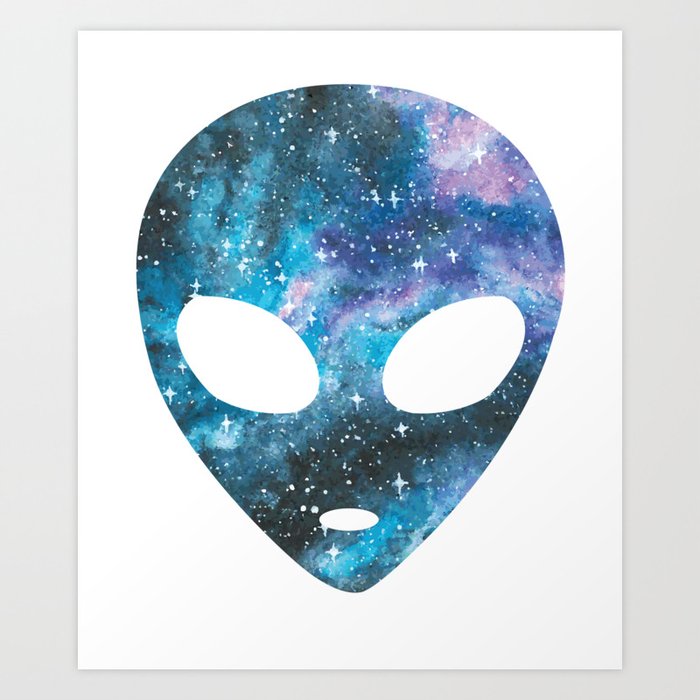 Psychedelic Alien Head Cosmic Galaxy Trippy Outer Space Gift Art