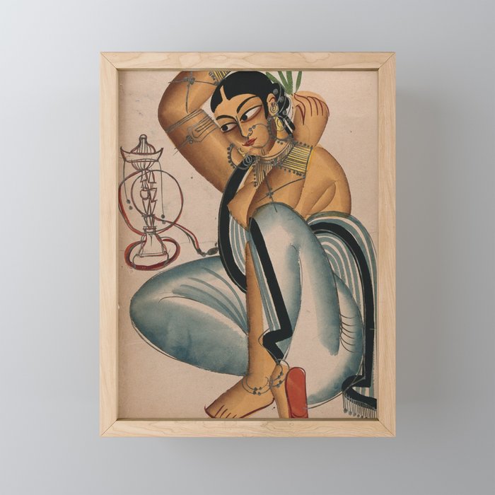 A Courtesan Arranging A Flower In Her Hair Gouache Painting By An