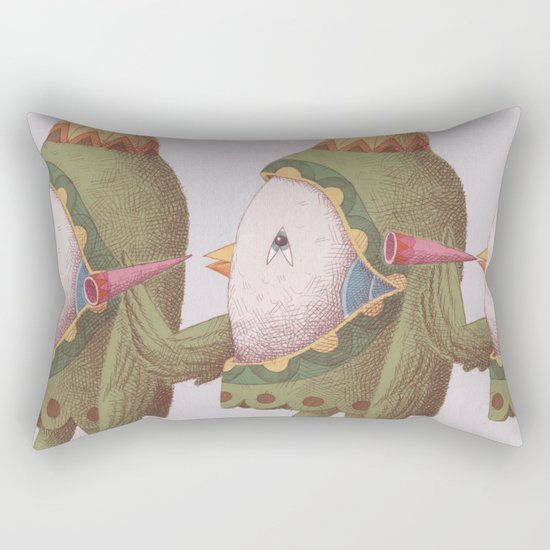 3 Trumpet Birds Rectangular Pillow