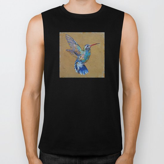 Turquoise Hummingbird Biker Tank