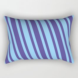 [ Thumbnail: Dark Slate Blue and Light Sky Blue Colored Lines Pattern Rectangular Pillow ]