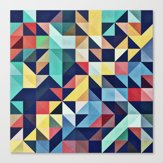 Modern Colorful Retro Geometric Triangle Pattern Canvas Print