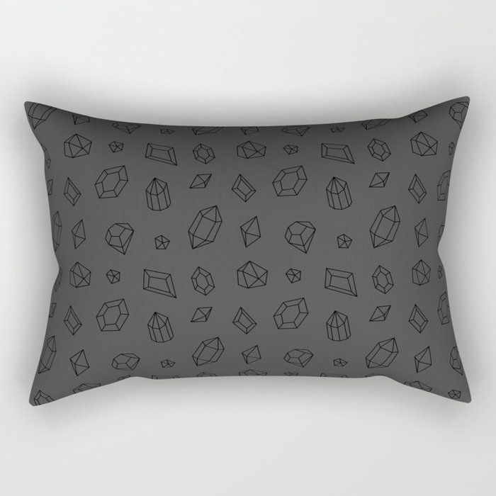 Dark Grey and Black Gems Pattern Rectangular Pillow