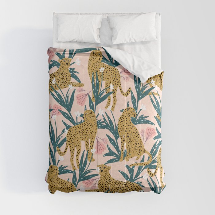 Cheetah jungle print on blush pink  Comforter
