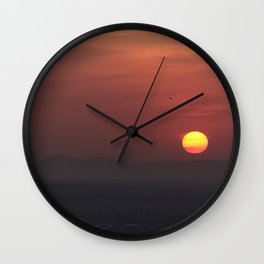 Red sunset. Granada Wall Clock