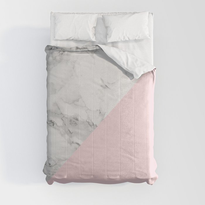 Marble + Pastel Pink Comforter