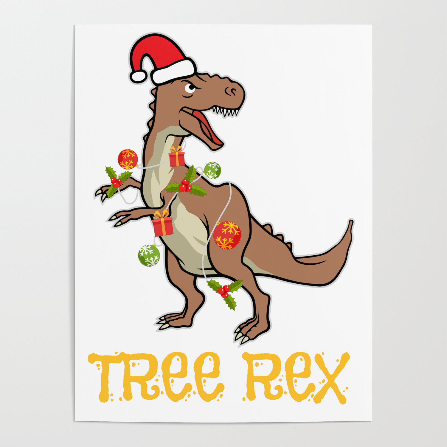 Download T Rex Tree Christmas Dino Funny Children Gift Poster By Mrniceguy83 Society6