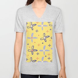 Summer Flower Pattern V Neck T Shirt