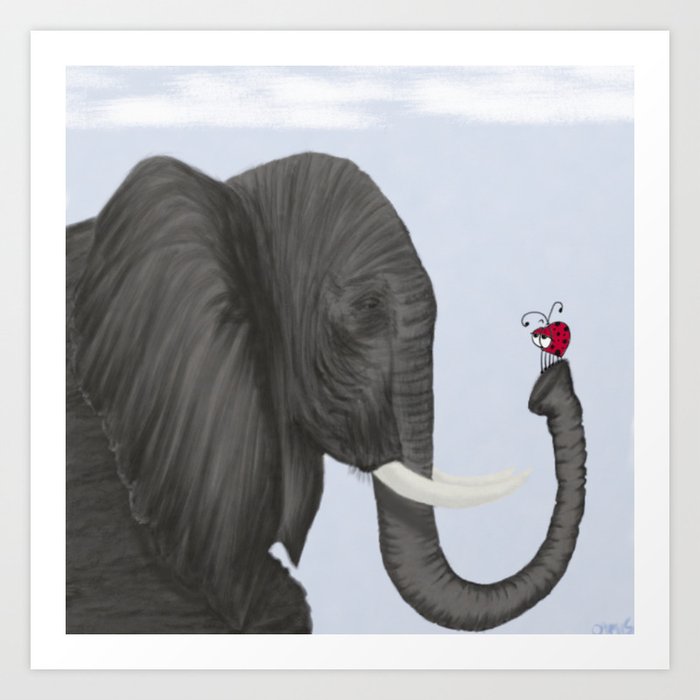 Bertha The Elephant And Her Visitor Art Print