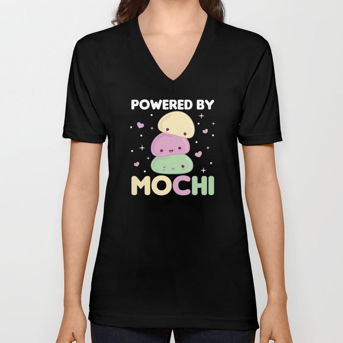 Powered By Mochi - Kawaii Mochi Ice Cream V Neck T Shirt