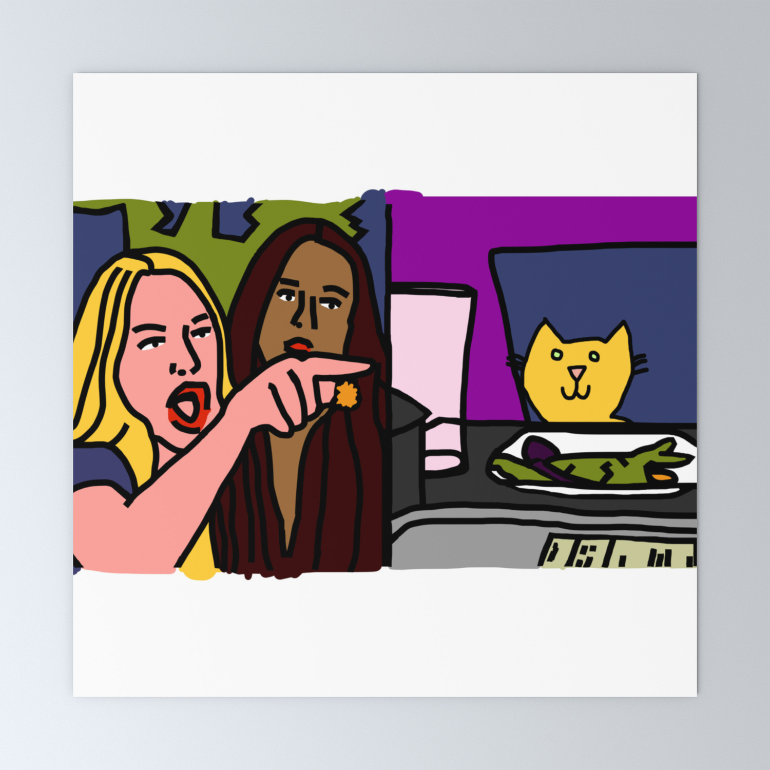Woman Yelling At Cat Meme Yellow Cat Steps In For Smudge Mini Art Print By Ellenhenryart Society6