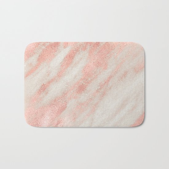 Desert Rose Gold Pink Marble Bath Mat