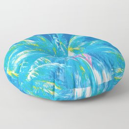 Shades Of Blue And Green Palm Trees Floor Pillow