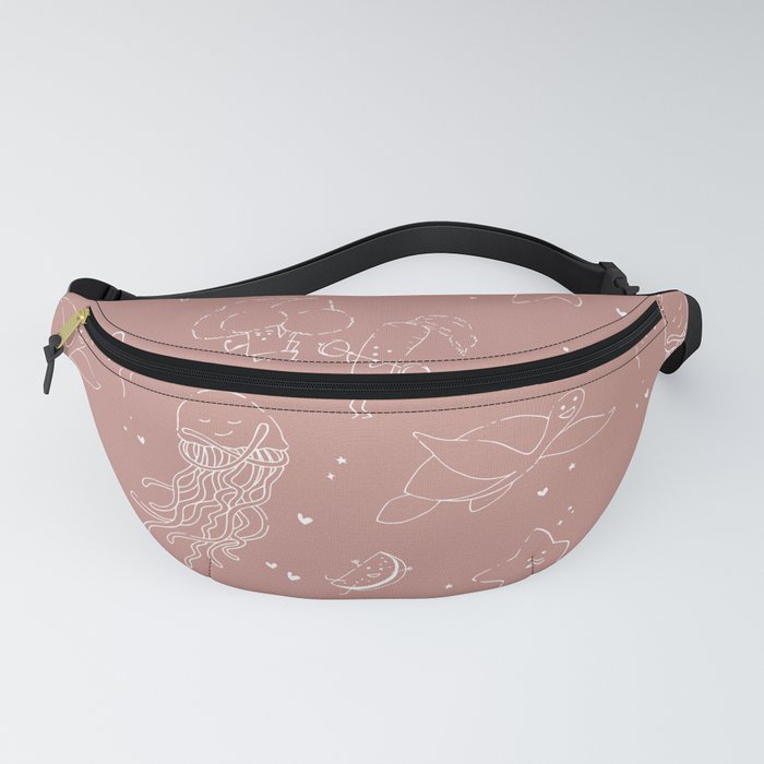 Affirmation Characters Pattern - Pink Fanny Pack