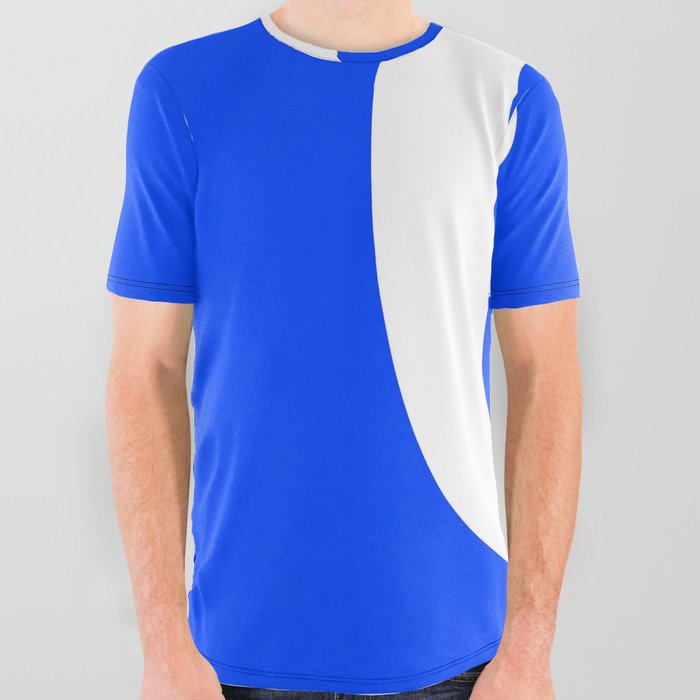 Number 0 (White & Blue) All Over Graphic Tee