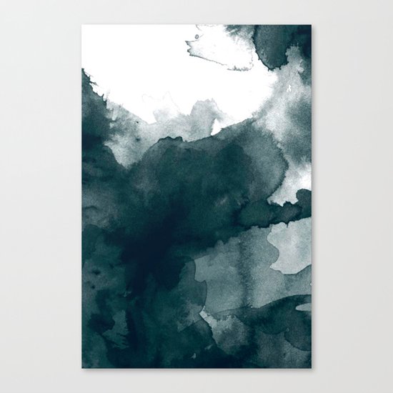 Dark Green Watercolor Marble Canvas Print