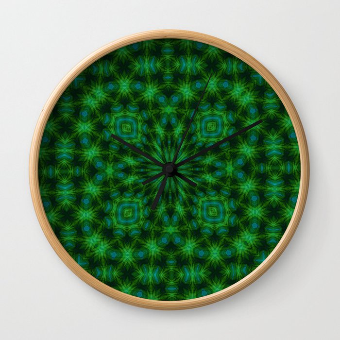 Green and Sky Blue Multicolored Boho Pattern Wall Clock