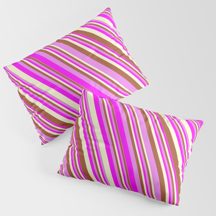 Sienna, Violet, Fuchsia, and Light Yellow Colored Lines/Stripes Pattern Pillow Sham