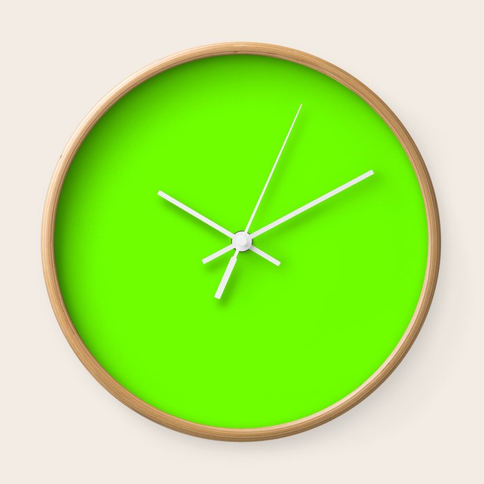 Bright Fluorescent Green Neon Wall Clock by PodArtist Society6