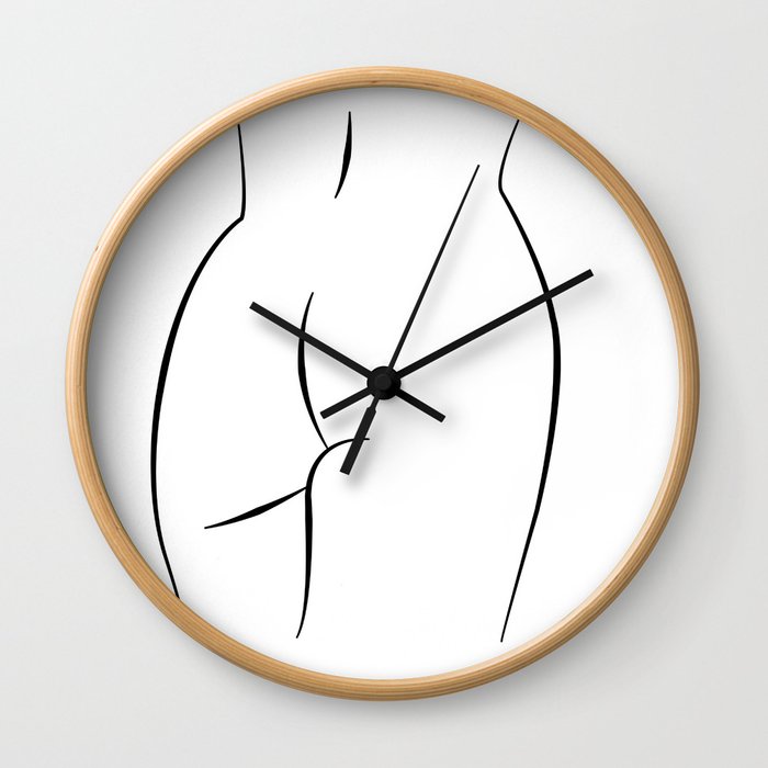 Minimalist Line art abstract nude woman ass Wall Clock