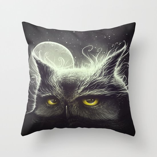 Owl & The Moon Throw Pillow
