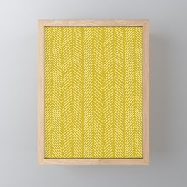 Chartreuse yellow herringbone Framed Mini Art Print