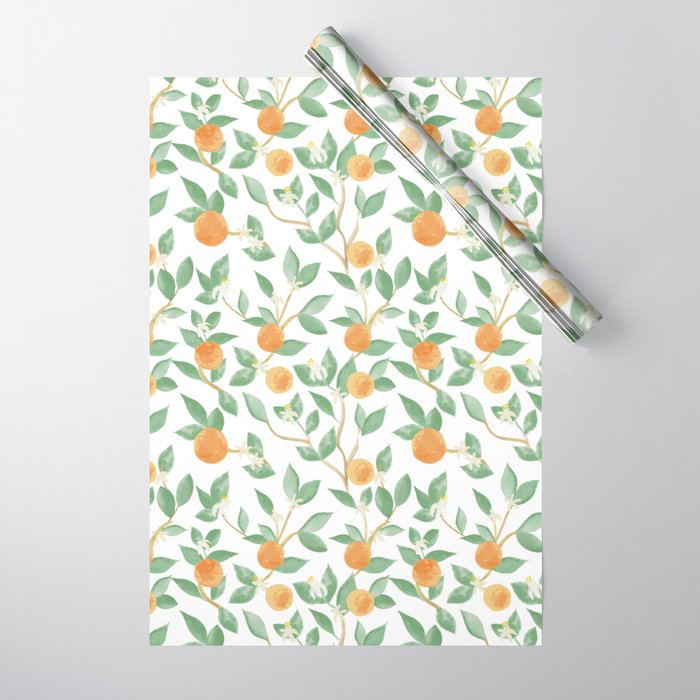 Orange Watercolor Pattern Wrapping Paper