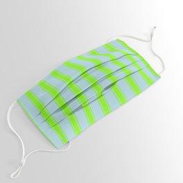 [ Thumbnail: Light Blue and Chartreuse Colored Striped Pattern Face Mask ]
