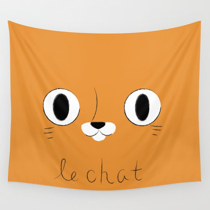 Le Chat (Orange) Wall Tapestry