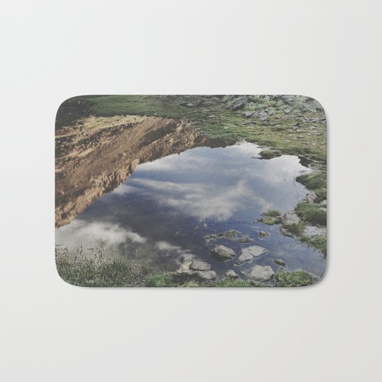 Dream Lake at the mountains. Retro Bath Mat