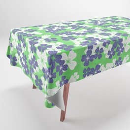 Retro Desert Flowers Periwinkle on Green Tablecloth
