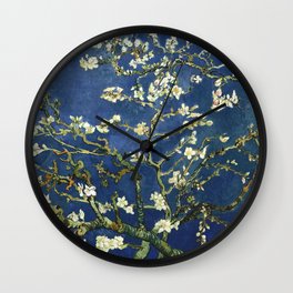 Almond Blossom - Vincent Van Gogh (dark blue) Wall Clock