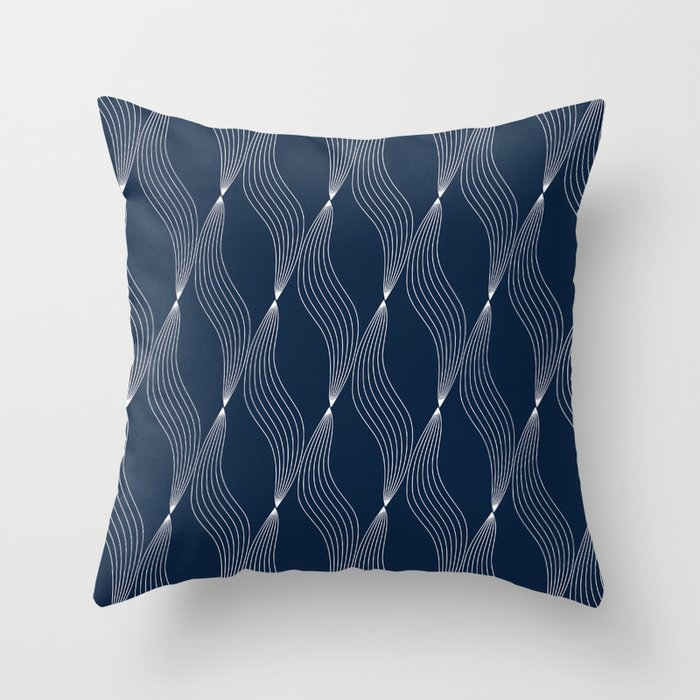 Decorative, Christmas Pattern, Navy and White Throw Pillow