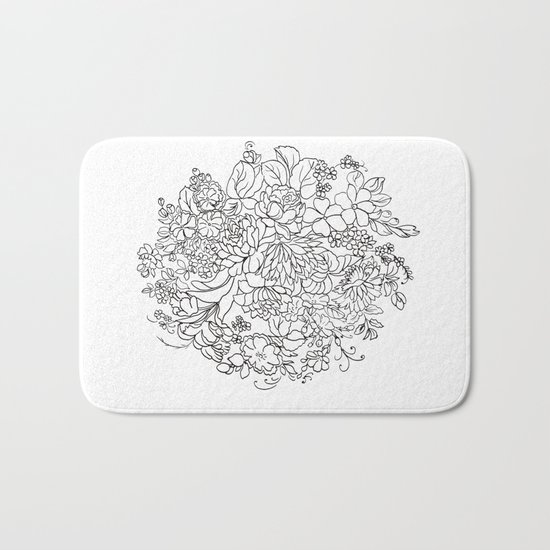 decorative bouquet of flowers and leaves Bath Mat
