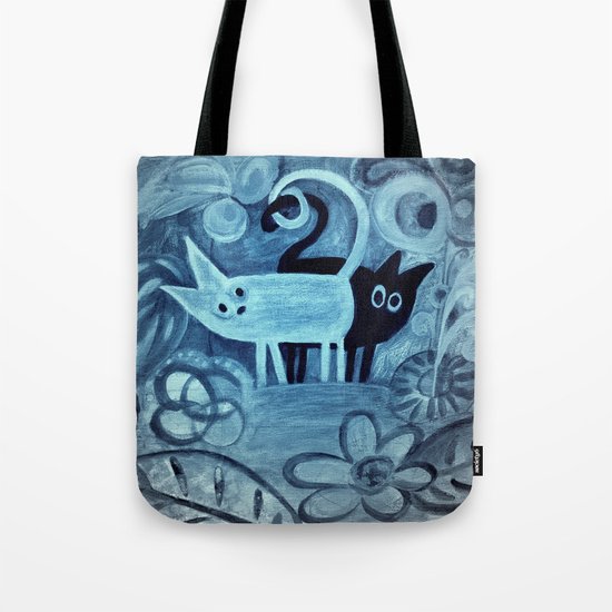 cats in blue Tote Bag