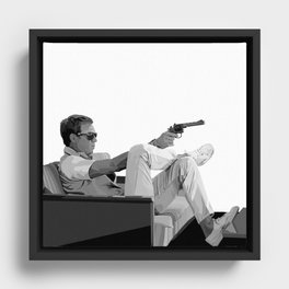 Steve McQueen Vector Framed Canvas