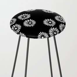 Japanese simple and minimal daisy pattern on black Counter Stool