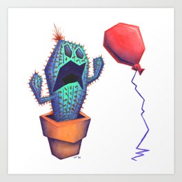Scaredy Cactus Art Print