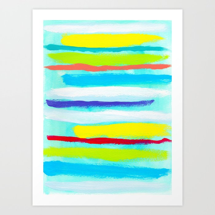 Ocean Blue Summer Blue Abstract Painting Stripes Pattern Beach