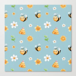 Buzzy Bee in Teal Canvas Print