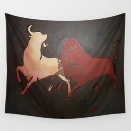Two Fighting Bulls Wall Tapestry