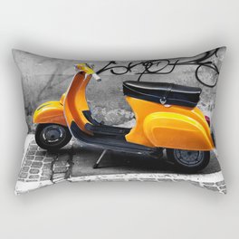 Orange Vespa in Bologna Black and White Photography Rectangular Pillow