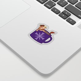 Jacobtaur Coffee (Royal Purple) Sticker | Minotaur, Fanwork, Digital, Farcry5, Drawing, Chibi 