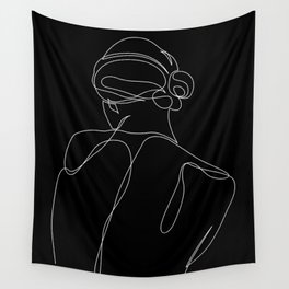 detached - one line art - black Wall Tapestry