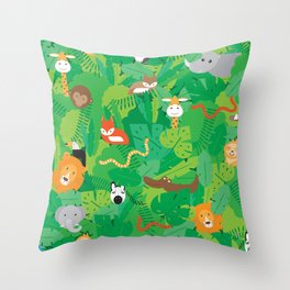 Playing Hide and Seek in the Jungle Throw Pillow