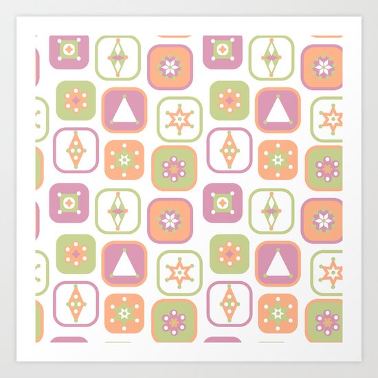Abstract geometric pattern in pastel colors Art Print