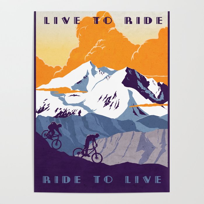 live to ride, ride to live retro cycling poster Poster