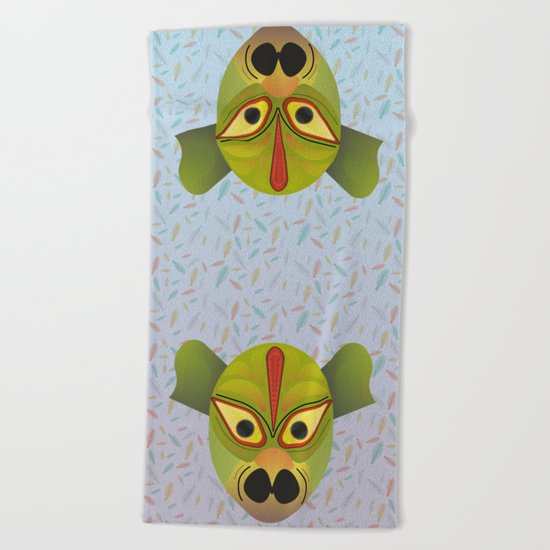 Devil amphibian bird mask Beach Towel