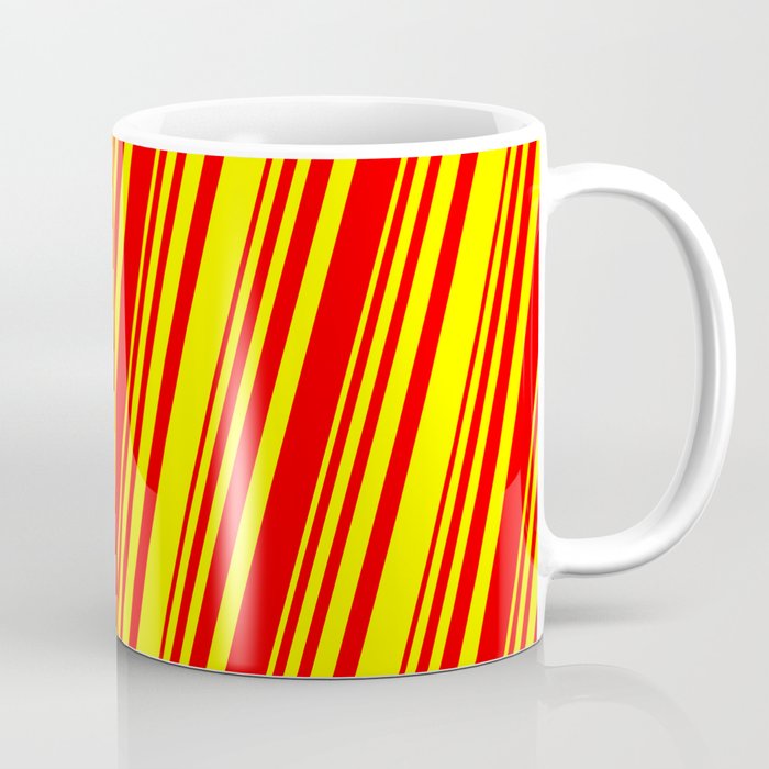 Red and Yellow Colored Lined/Striped Pattern Coffee Mug