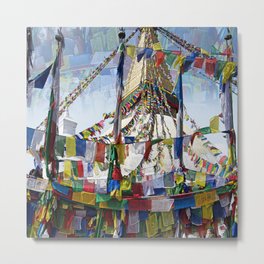 NEPALI PRAYERS CARRIED BY THE WIND FROM FLAGS Metal Print | Photo, Pattern 